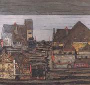 Egon Schiele Suburb I (mk12) oil on canvas